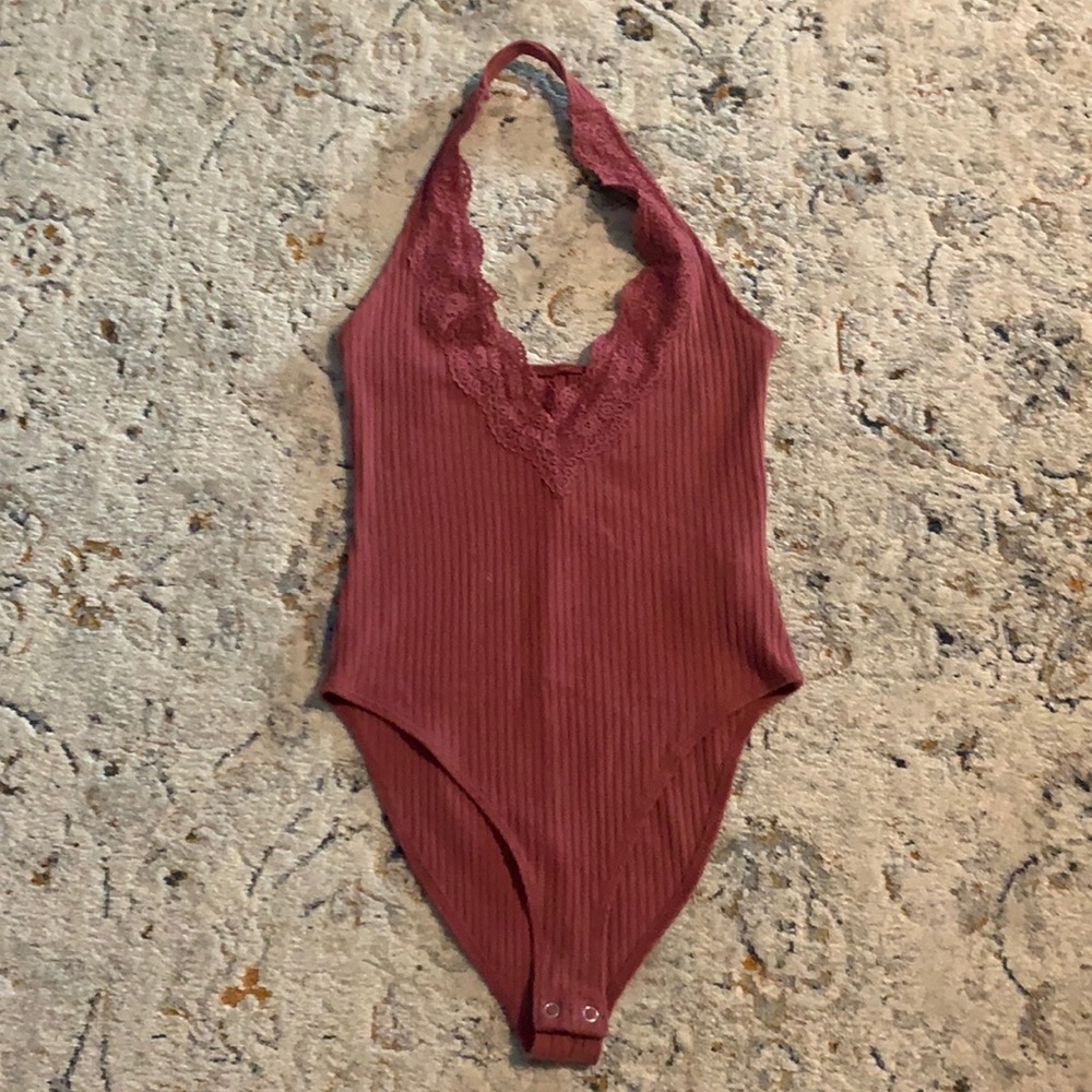 Pink bodysuit with lace